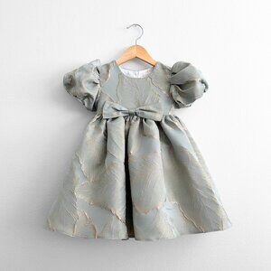 NWT Pretty Girls Fine Jacquard Celebration Dress Elegant Floral Sage & Gold 4T